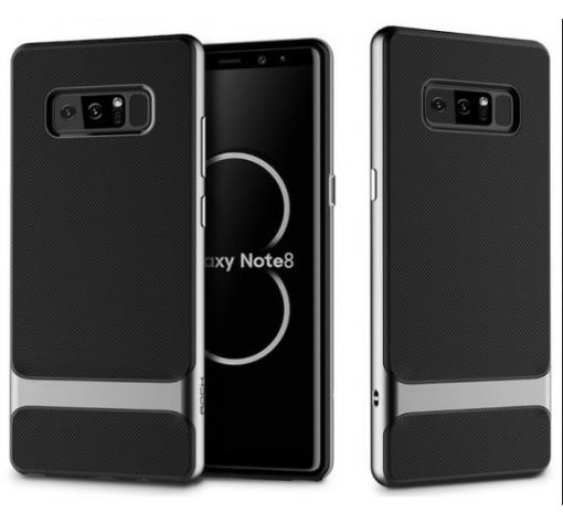 Луксозен силиконов калъф / гръб / Rock Royce Series за Samsung Note 8 N950 - черен със сив кант
