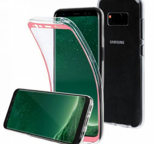 Силиконов калъф / гръб / 360° TPU за Samsung S8 Plus G955 - прозрачен / розов / лице и гръб