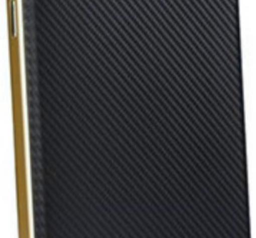 Луксозен твърд гръб за Samsung A5 2016 A510 - черен / златист кант / Carbon