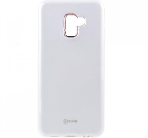 Луксозен силиконов калъф / гръб / TPU Roar LA-LA Glaze Series за Samsung A8 2018 A530F - бял / брокат