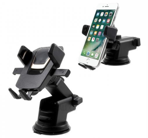 Универсална стойка за кола Easy One Touch Car & Desk Mount Holder - черна със сребристо / въртяща се на 360 градуса