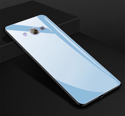 Луксозен стъклен твърд гръб за Samsung J3 / J3 2016 J320 - син