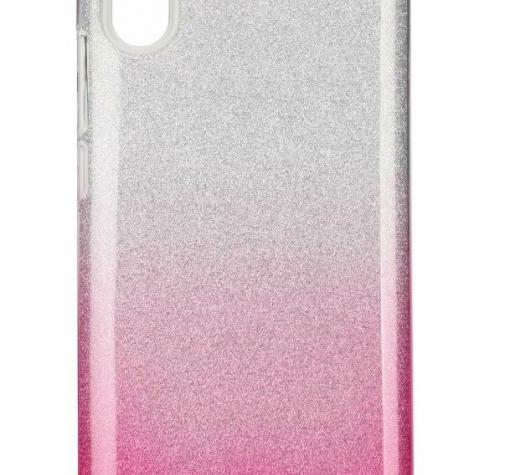 Силиконов калъф / гръб / TPU за Xiaomi Redmi 7A - преливащ / сребристо и розово / брокат