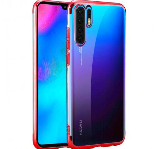 Луксозен силиконов калъф / гръб / TPU за Huawei P30 Pro - прозрачен / червен кант