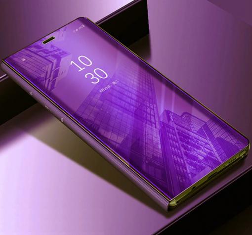 Луксозен калъф Clear View Cover с твърд гръб за Samsung A30 - лилав