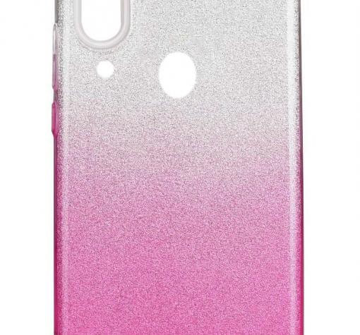 Силиконов калъф / гръб / TPU за Samsung A30 - преливащ / сребристо и розово / брокат