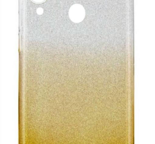 Силиконов калъф / гръб / TPU за Samsung A30 - преливащ / сребристо и златисто / брокат