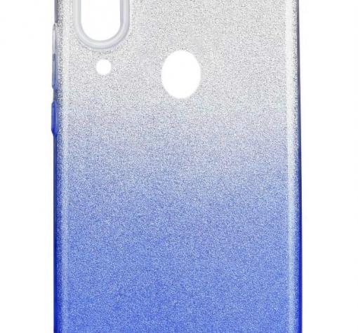 Силиконов калъф / гръб / TPU за Samsung A30 - преливащ / сребристо и синьо / брокат