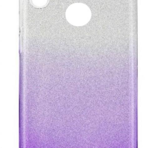 Силиконов калъф / гръб / TPU за Huawei P30 Lite - преливащ / сребристо и лилаво / брокат