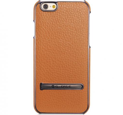 Луксозен тънък гръб / капак / G-Case Plating Series Leather Case за Apple iPhone 6 / 6S - кафяв / кожен
