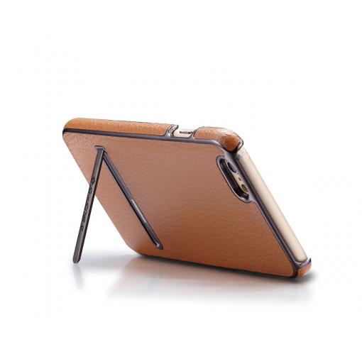 Луксозен тънък гръб / капак / G-Case Plating Series Leather Case за Apple iPhone 6 / 6S - кафяв / кожен — снимка 4