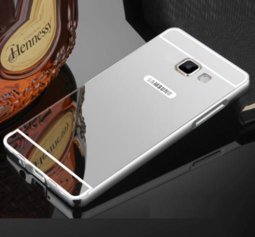 Луксозен алуминиев бъмпер с твърд гръб за Samsung A5 2017 A520 - сребрист / огледален