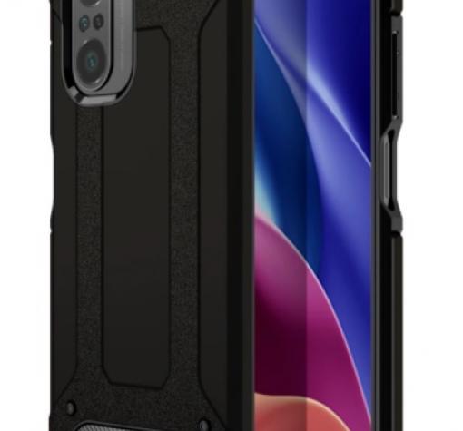 Силиконов гръб TPU Spigen Hybrid с твърда част за Xiaomi Poco F3 - черен