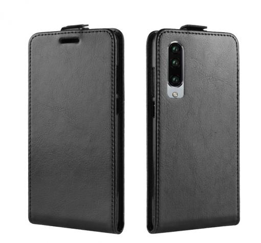 Кожен калъф Flip тефтер Flexi със силиконов гръб за Huawei P30 - черен