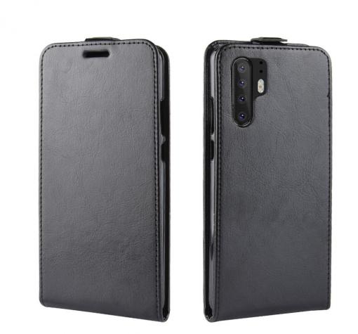Кожен калъф Flip тефтер Flexi със силиконов гръб за Huawei P30 Pro - черен