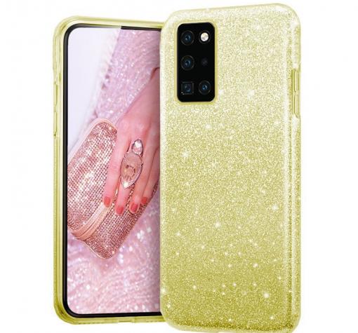 Силиконов калъф / гръб / TPU кейс за Huawei P40 - златист / брокат