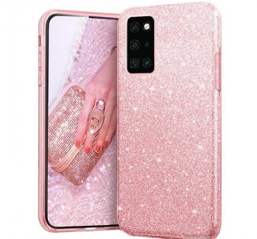 Силиконов калъф / гръб / TPU кейс за Huawei P40 - розов / брокат
