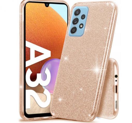 Силиконов калъф / гръб / TPU за Samsung A32 5G - златист / брокат