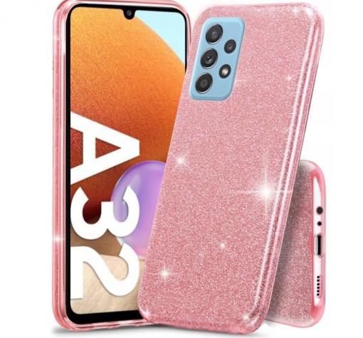 Силиконов калъф / гръб / TPU за Samsung A32 5G - розов / брокат