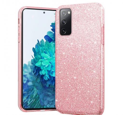 Силиконов калъф / гръб / TPU за Samsung S20 FE - розов / брокат