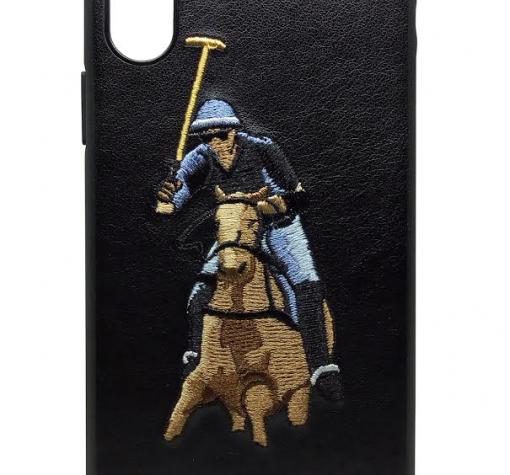 Луксозен твърд гръб със силиконова кант за Apple iPhone X - Santa Barbara Polo Club Knight / Jockey