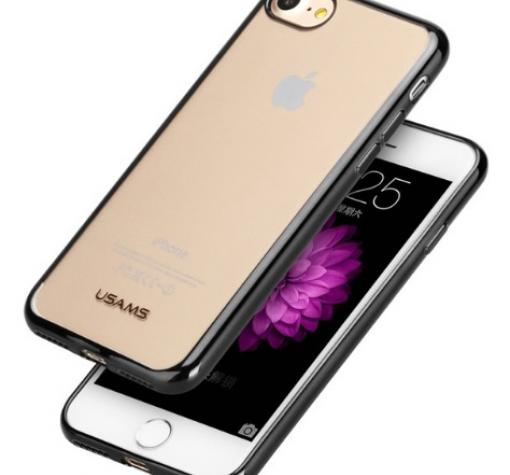 Луксозен силиконов калъф / гръб / TPU USAMS Kim Series за Apple iPhone 7 - прозрачен / черен кант