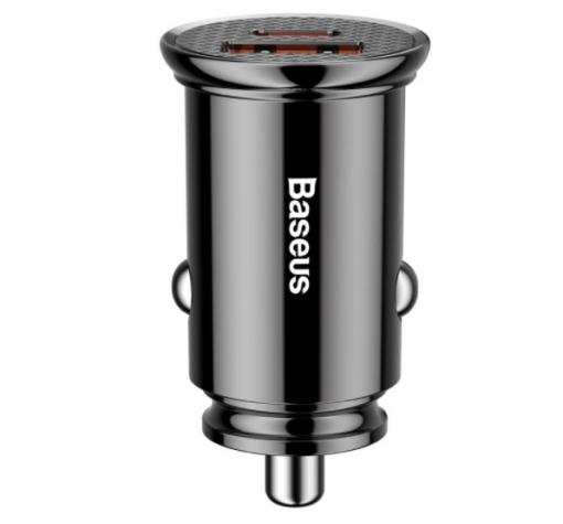 Универсално зарядно за кола Baseus PPS 30W USB + Type C / QC4.0 PD 3.0 SCP AFC 12V - черно