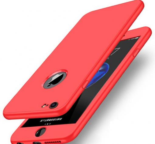 Силиконов калъф / гръб / TPU 360° за Apple iPhone 6 Plus / iPhone 6S Plus - червен / лице и гръб