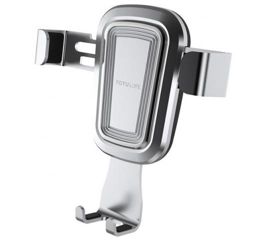 Универсална стойка за кола TOTU Gravity Car Mount за Samsung, Apple, Huawei, Lenovo, LG, HTC, Sony, Nokia, ZTE, Xiaomi - сребриста / въртяща се на 360 градуса
