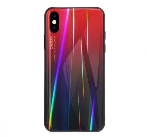 Луксозен стъклен твърд гръб Aurora за Samsung A10 - преливащ / червен