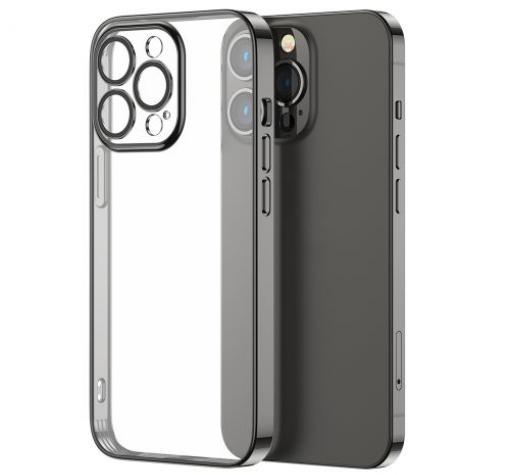 Луксозен силиконов калъф / гръб / кейс JOYROOM TPU за Apple iPhone 13 Pro 6.1" - прозрачен / черен кант