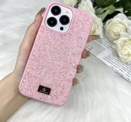 Луксозен твърд гръб / кейс / Swarovski за Apple iPhone 14 6.1'' - розов / камъни