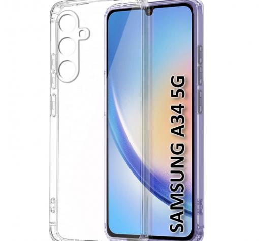 Луксозен силиконов калъф / гръб / TPU кейс за Samsung A34 5G - прозрачен кейс със защита за камерата