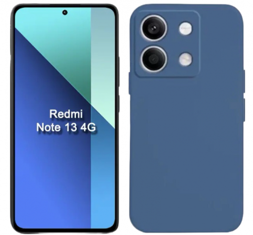 Силиконов калъф / гръб / TPU кейс за Xiaomi Redmi Note 13 4G - тъмносин кейс със защита за камерата