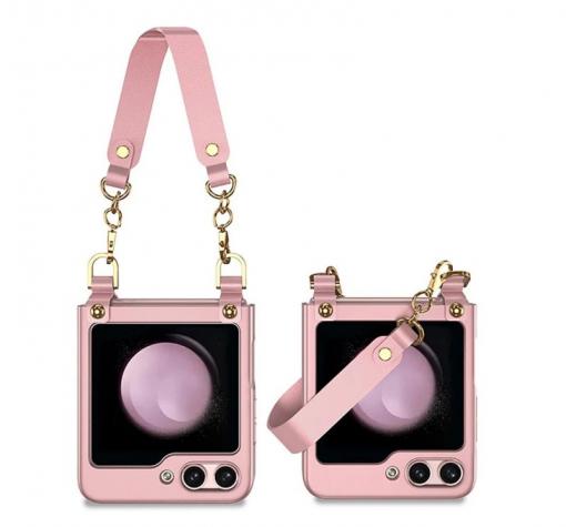 Луксозен твърд гръб / кейс / Short Strap Case за Samsung Z Flip 6 - розов
