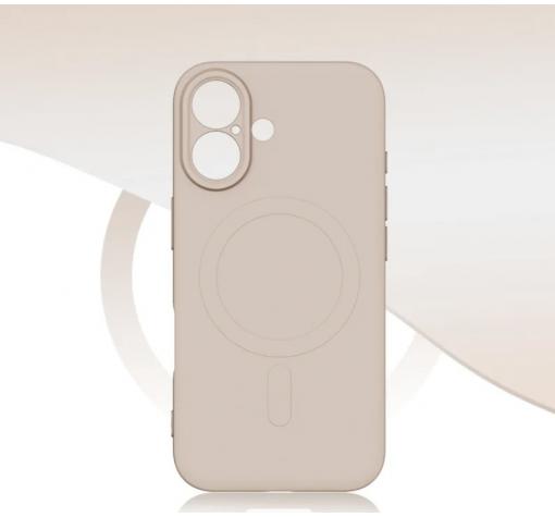 Луксозен гръб / кейс / Smooth Guard Silicone Case с безжично зареждане MagSafe за Apple iPhone 16 (6.1) - бежов
