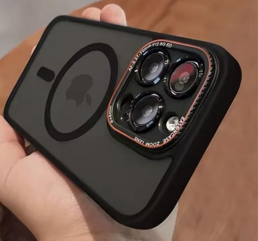 Луксозен твърд гръб / кейс / SONIC Case с безжично зареждане MagSafe за Apple iPhone 16 (6.1) - черен / прозрачен