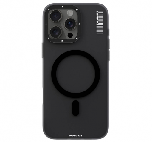 Оригинален удароустойчив гръб TPU кейс Youngkit Hidden Sand Series Case с безжично зареждане MagSafe за Apple iPhone 16 (6.1) - черен