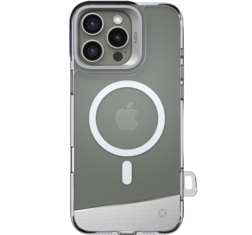 Луксозен гръб TPU кейс Kajsa Aluminium Trans-Shield Case с безжично зареждане MagSafe за Apple iPhone 16 Pro Max (6.9) - сребрист