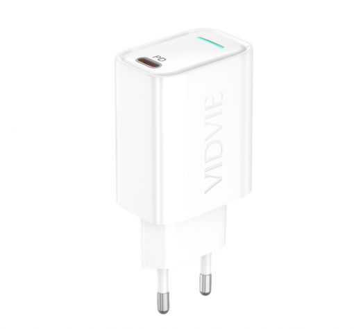 Зарядно устройство / адаптер / 220V VIDVIE PLE268 / Type-C 20W - бяло