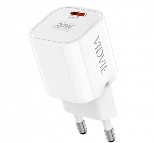 Универсално зарядно устройство / адаптер / VIDVIE PLE253 220V 60W / Type-C to Lightning - бяло