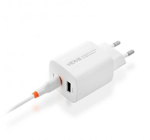 Зарядно устройство VIDVIE PLE248 220V 20W / USB + Type C to Lightning - бяло