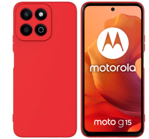Силиконов калъф / кейс / Nano TPU за Motorola Moto G15 - червен гръб със защита за камерата