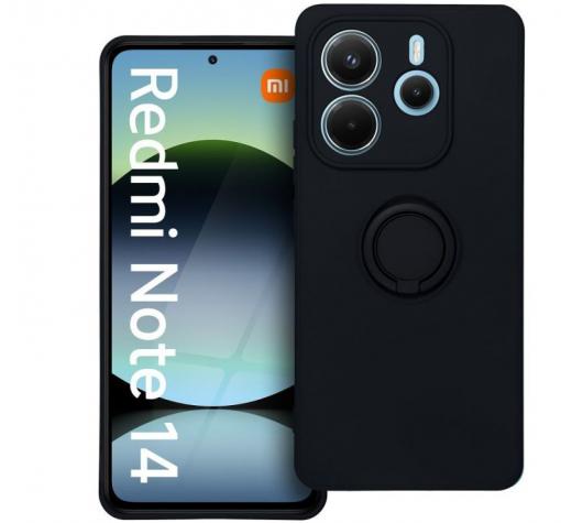 Силиконов твърд гръб TPU кейс / Case Magnetic Finger Ring Car Holder / за Xiaomi Redmi Note 14 - черен