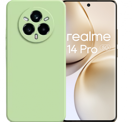 Силиконов калъф / кейс / Nano TPU за Realme 14 Pro 5G - зелен гръб със защита за камерата