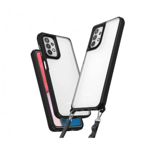 Луксозен гръб / кейс / Protective Armor Case за Samsung A36 5G - прозрачен / черен кант