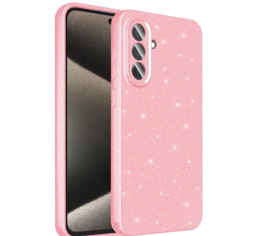 Луксозен силиконов калъф / кейс / Glitter Crystal Case TPU за Samsung A56 5G - розов / брокат