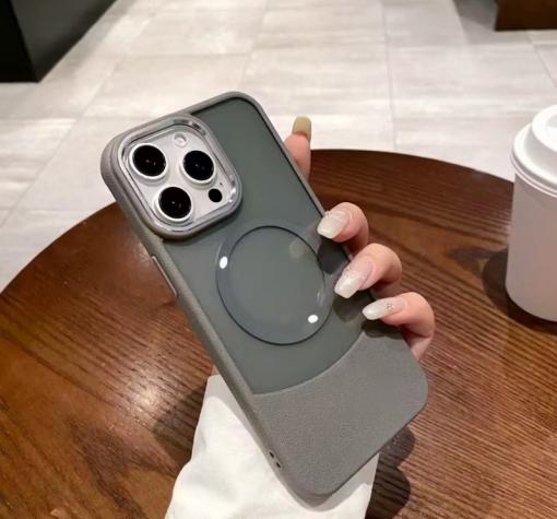 Луксозен гръб / кейс / Luxury Case с безжично зареждане MagSafe за Samsung A56 5G - прозрачен / сив