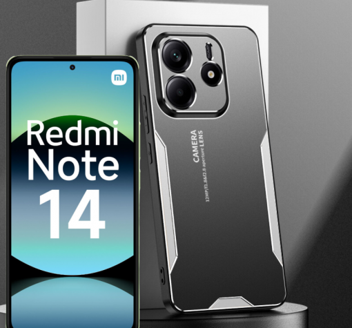Луксозен гръб Metal TPU Case за Xiaomi Redmi Note 14 - черен / сиво