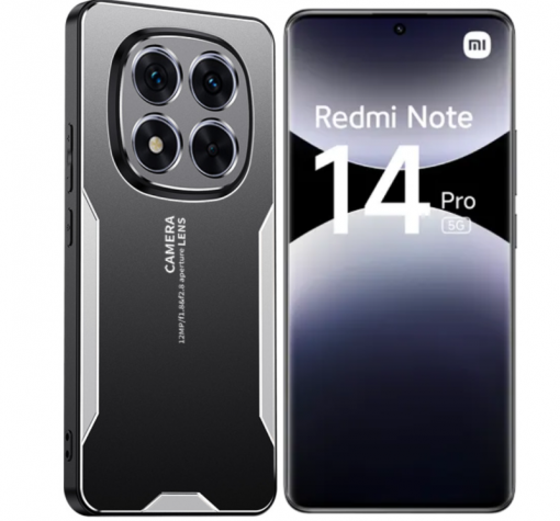Луксозен гръб Metal TPU Case за Xiaomi Redmi Note 14 Pro - черен / сиво